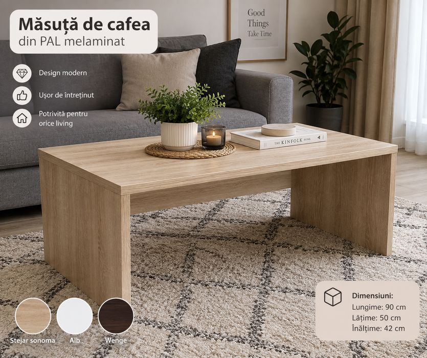 : Măsuță de cafea modernă din PAL melaminat – realizată la comandă