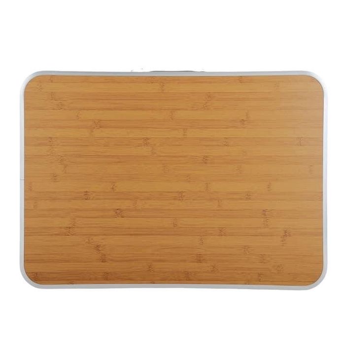 Masă camping,aluminiu/MDF, Pliabila, 70x50cm, Maro/Argintiu