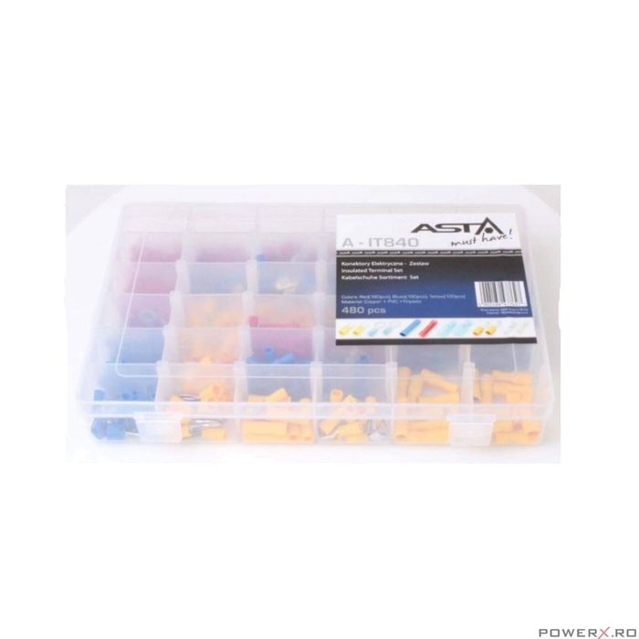 Set conectori electrici izolati, mix 480 bucati, Asta