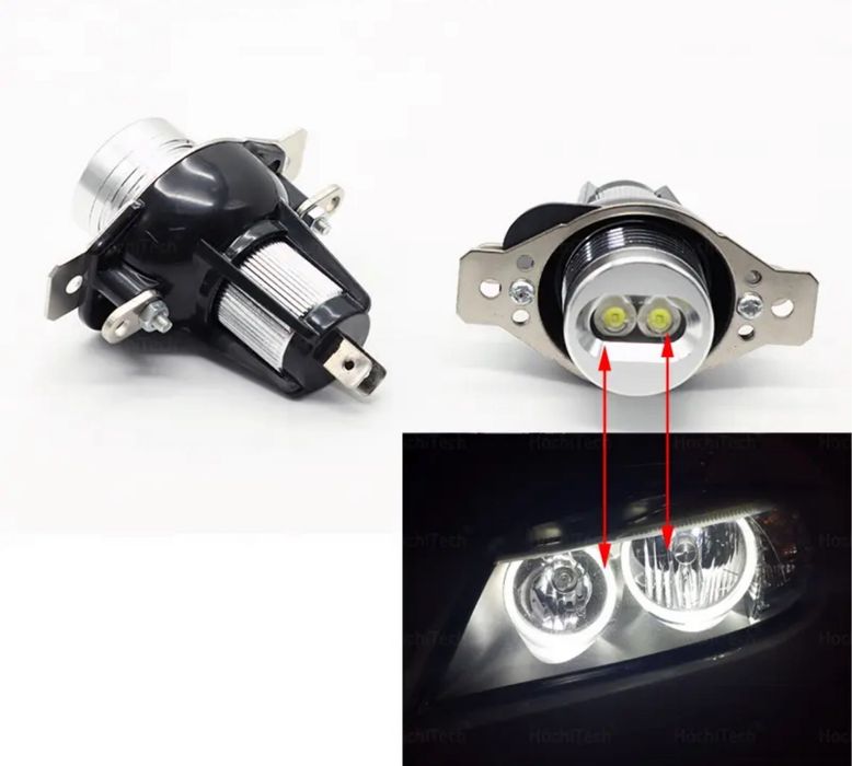 Becuri angel eyes poziti far halogen Bmw Seria 3 e90 e91 facelift Alb