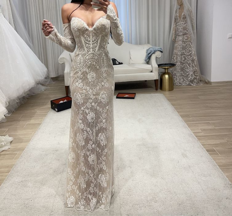 Rochie mireasa perle  ERSA Atelier dantela de matase