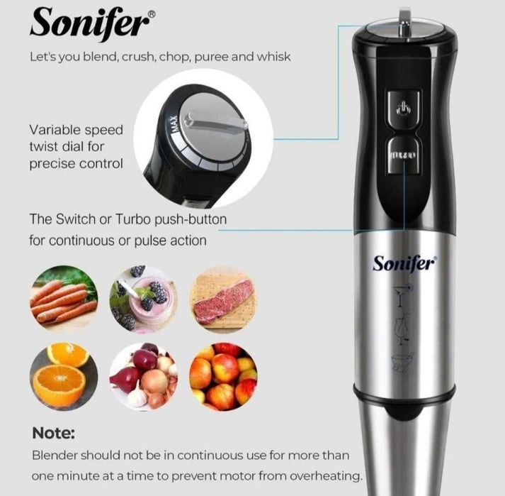 Многофункциональный Погружной блендер Миксер Чоппер Sonifer 8086