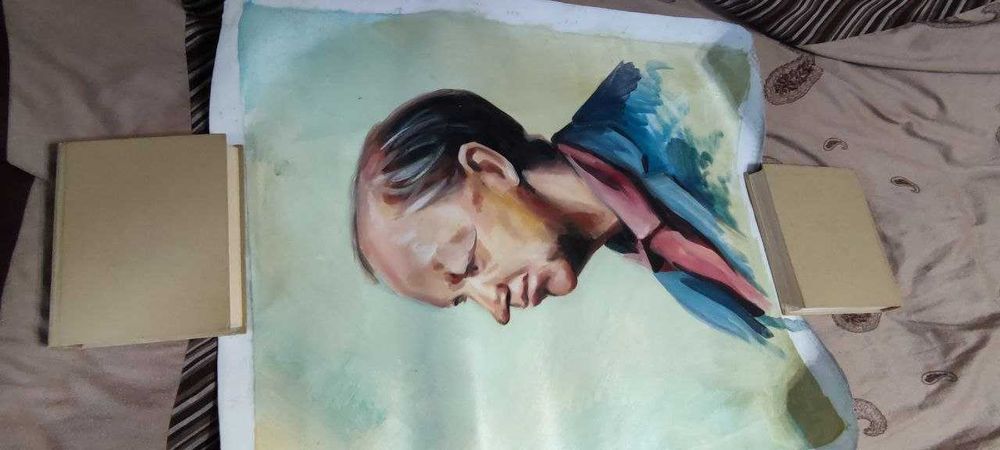 Картина холст портрет в профиль без рамы и подрамника