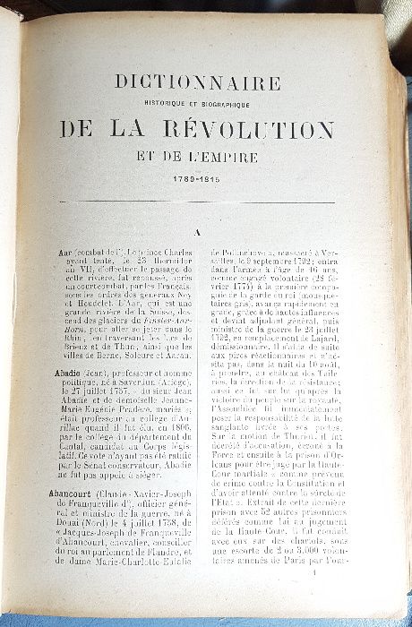 Carte rara ! Dictionaire historiqueet biographique de la revolution