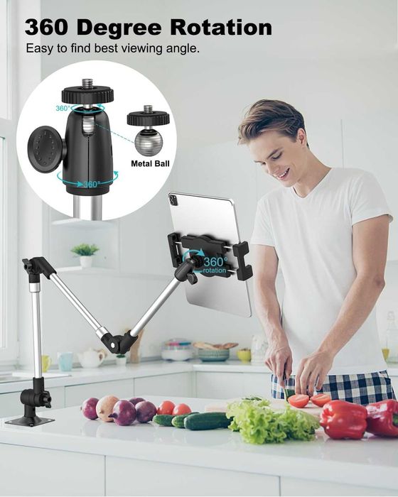 Suport perete tabletă Woleyi - braț lung, pliabil, ajustabil, Nou