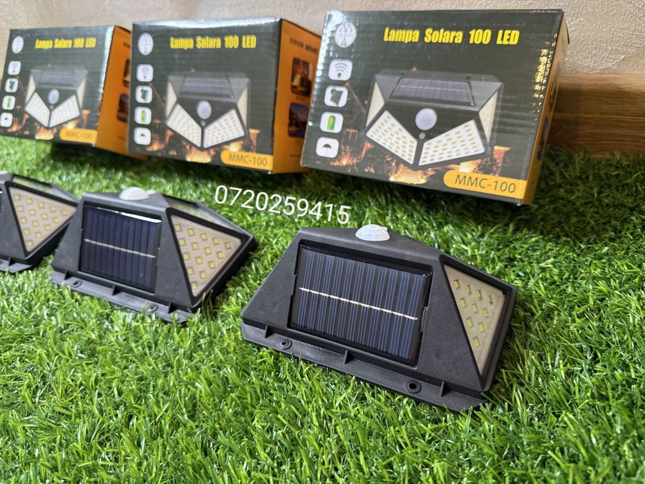 Set 3 Lampi Solare Camping, cu Senzor de Miscare 100 LED-uri