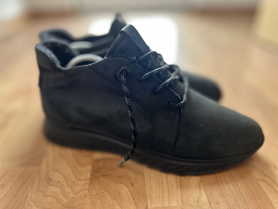 Ecco 44 „ST.1“ черни Кожени-Нубук зимни обувки, боти, Street Style