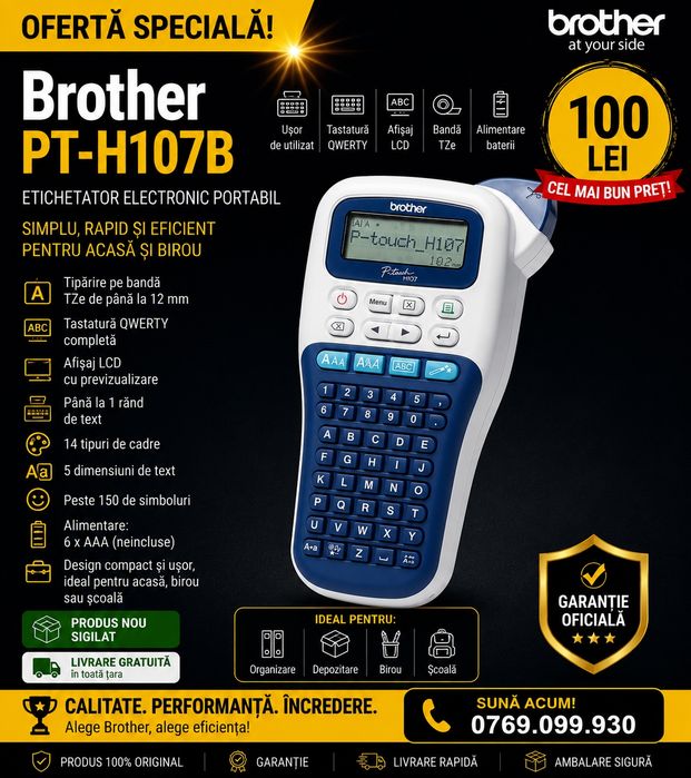 Brother PT-H107B | Sigilat | Livrare gratuita