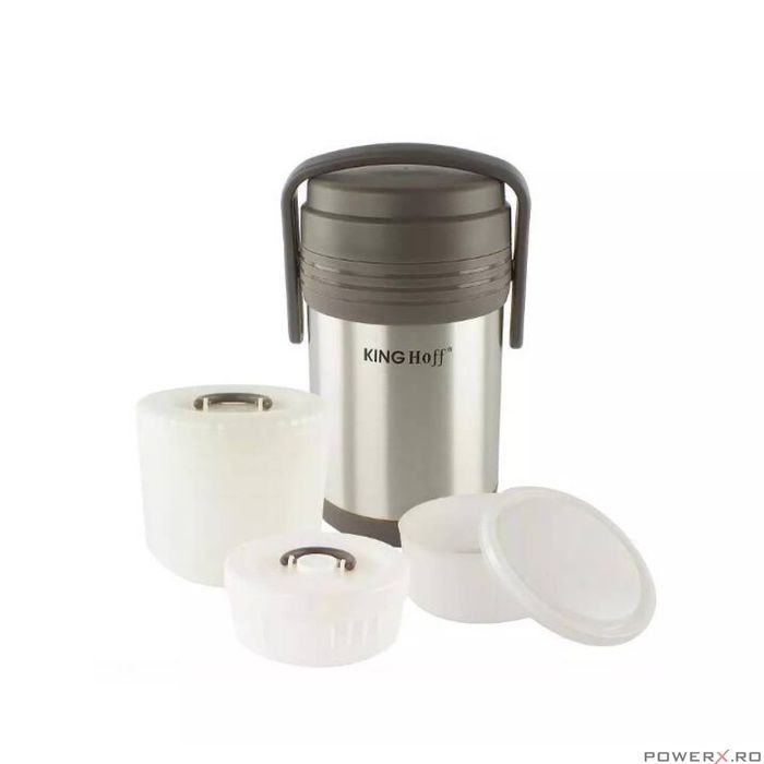 Termos alimentar, din inox, 3 recipiente, capacitate totala 1.5L,