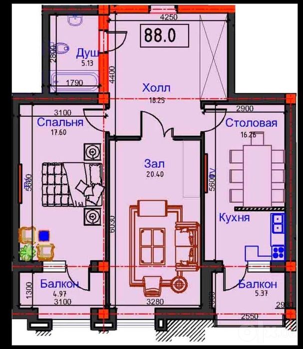 Gagarin avenue 88m2 srochna