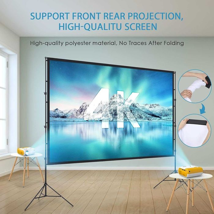 Ecran de proiectie LEORFI 150 inch cu suport, portabilexterior 16:9 HD