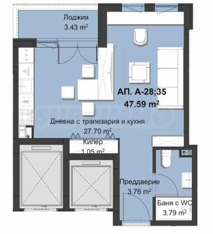 Продава се Едностаен апартамент в Пловдив, Христо Смирненски - 57 кв.м за 1300 €/кв.м - Снимка #2