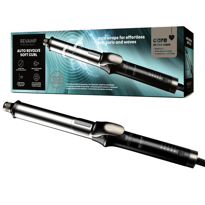 Нова REVAMP Auto Revolve Soft Curl керамична въртяща се маша за къдрици €55