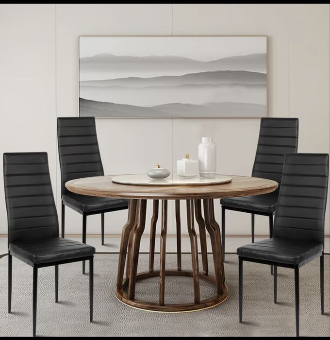 Трапезен стол черен еко кожа