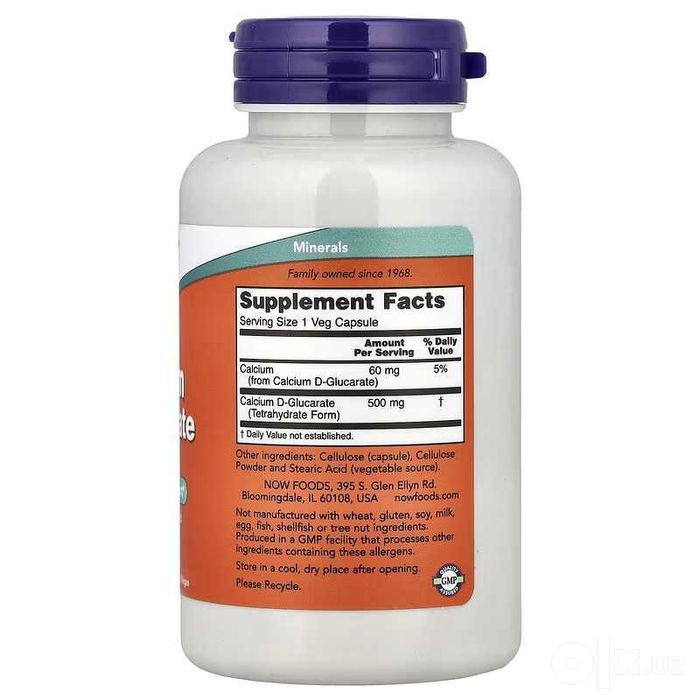 NOW Foods Calcium D-Glucarate D Glucarate  D-глюкарат кальция