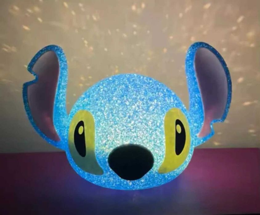 Настолна Лед лампа Лило и Стич LED розова и синя Disney Stitch 3D
