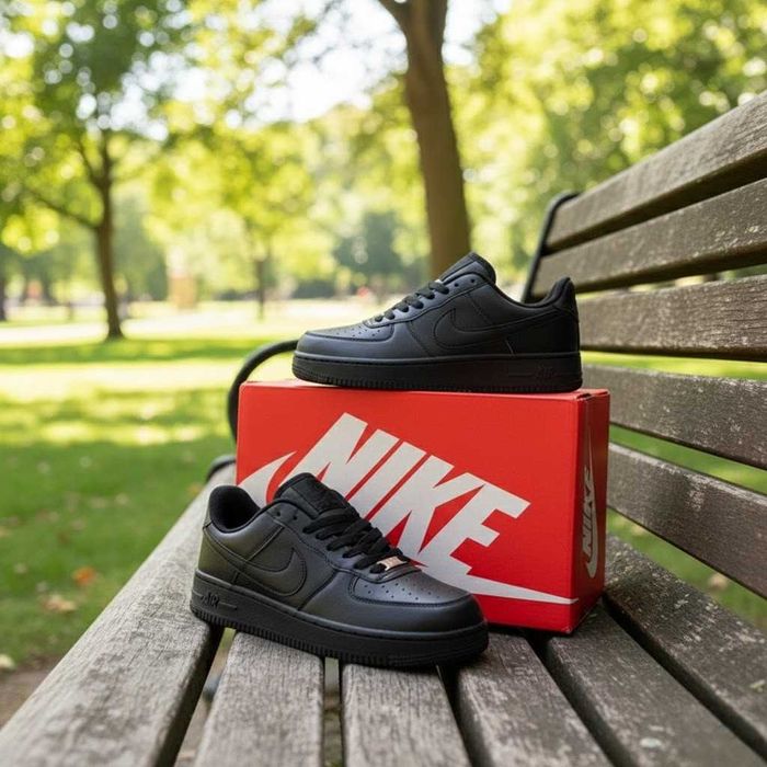 Adidasi Nike Air Force 1 Triple Black / Model Fete Baieti