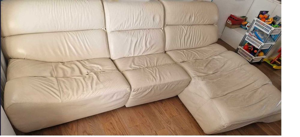 Кожен италиански диван ъглов - естествена кожа