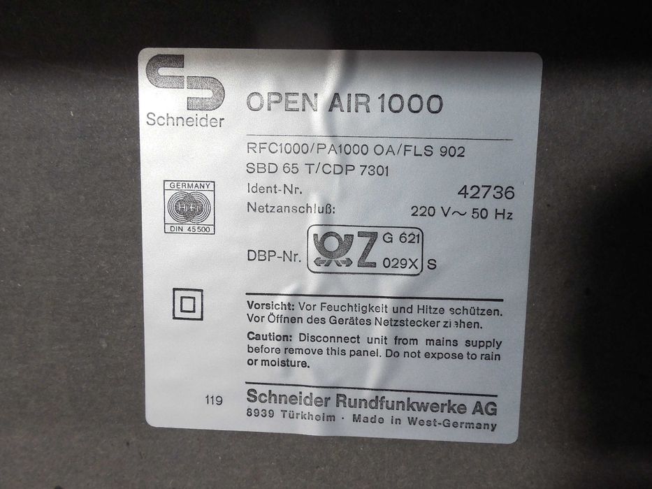 Vand Linie audio Schneider Open Air 1000 HiFi clasic anii 80 culoare negru