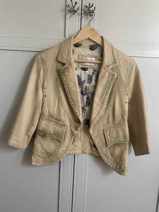 Geaca piele naturala bej dama marimea S