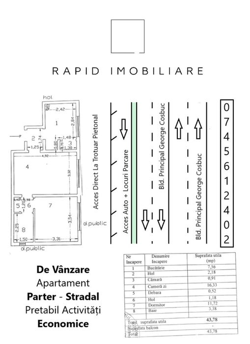 Pretabil Birouri / Diferite Activitati Economice-George Cosbuc-Parcare