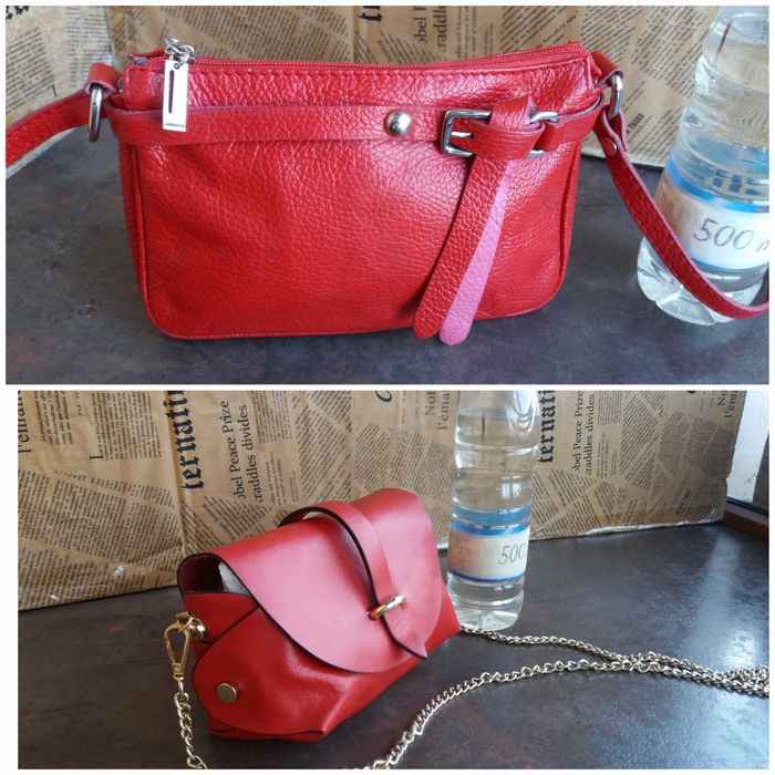 дамска чанта,малка червена,кожена чантичка-естествена кожа
