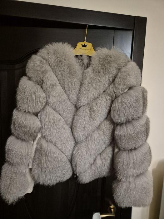 Haina de blana de Vulpe Argintie , cu fermoar , model Transformers