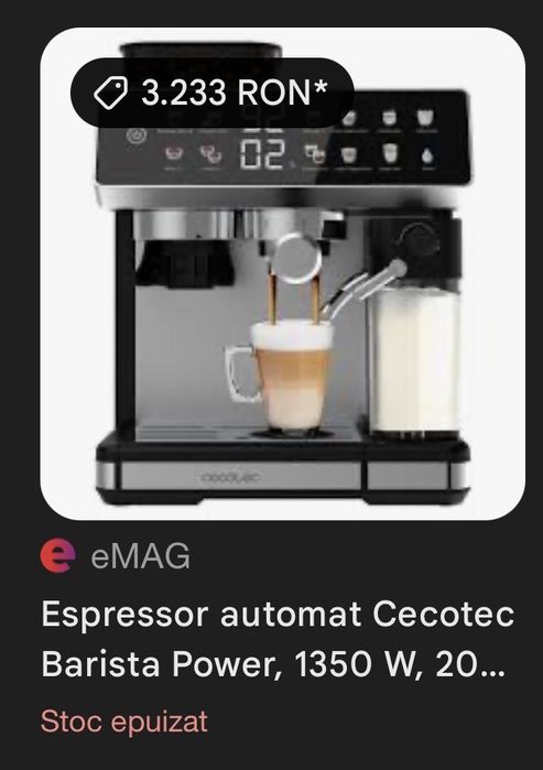 Espressor de cafea cu ecran tactil NOU cu folie pe el