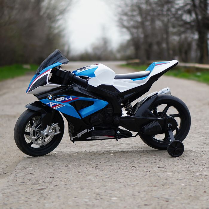 Motocicleta electrica copii BMW HP4 12V 90W, roti EVA, scaun piele,