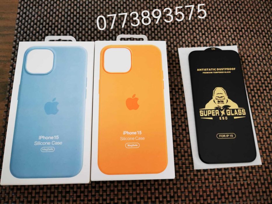 Husa silicon Magsasfe +folie sticla protectie ecran Iphone 12 13 14 15