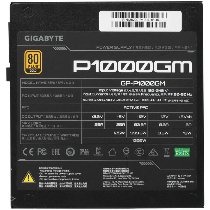Модульный блок питания GIGABYTE P1000GM