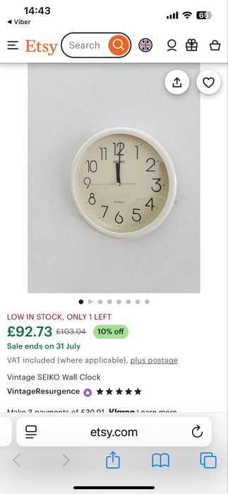 SEIKO стенен часовник