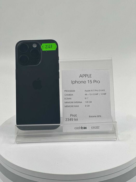 Iphone 15 PRO 128GB baterie 90% Garantie 24 luni CashBox