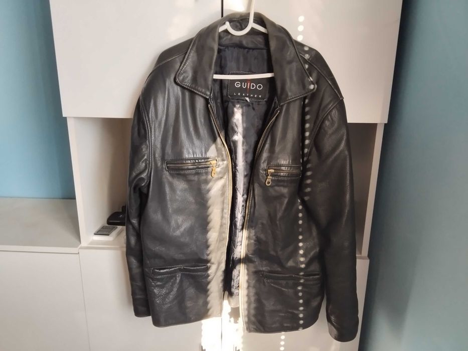 оригинално голямо XL яке шуба от естествена кожа телешки бокс