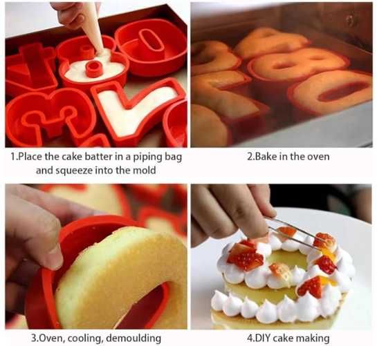 Forme de silicon pentru prăjituri, torturi, set de 9 cifre, noi