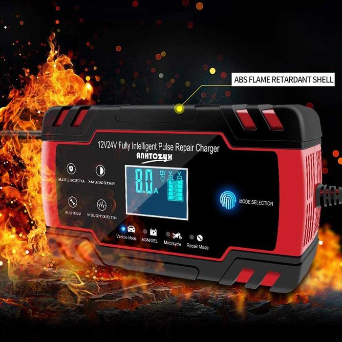 Зарядно за акумулатор 12V/8A - 24V/4A. Десулфатизация Тягов, AGM, GEL,