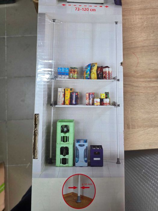 Etajera extensibila alba/gri din metal 300 cm Herkules Twin Wenko
