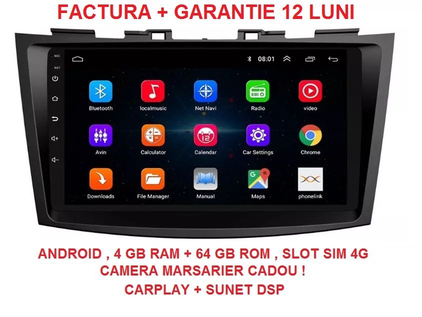 Navigatie Suzuki Swift ( 2010 - 2017 ) 4GB Garantie Camera Marsarier
