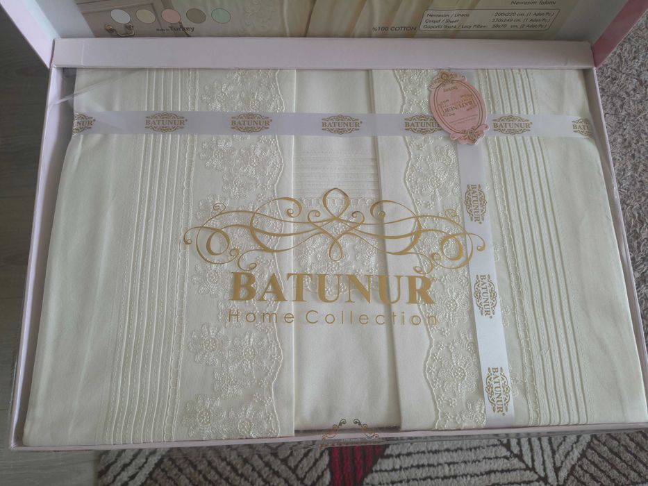 Lenjerie pat 100% bumbac, premium, brodata