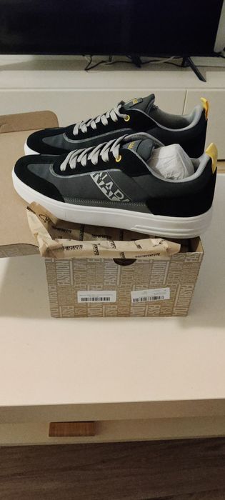 Napapijri Pantofi sport cu logo Bark, Gri carbune, Bleumarin, 42