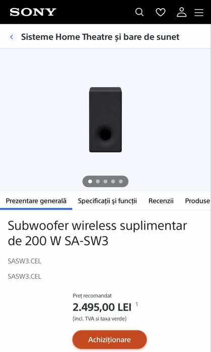 Subwoofer Sony SA-SW3