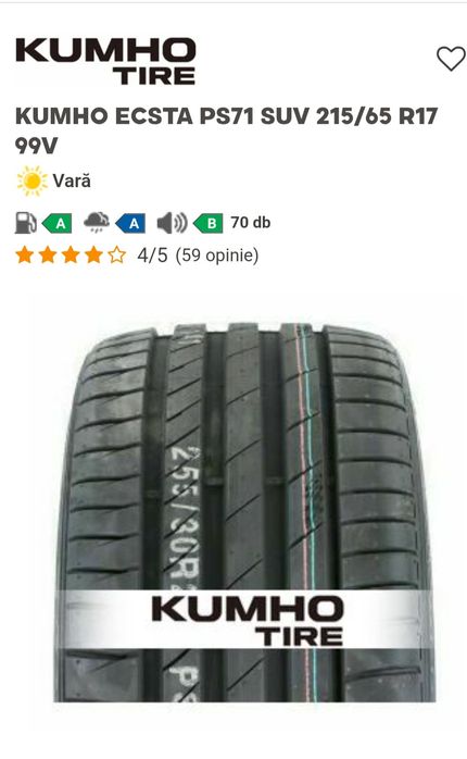 Vand anvelope vara  KUMHO 215/65R17
