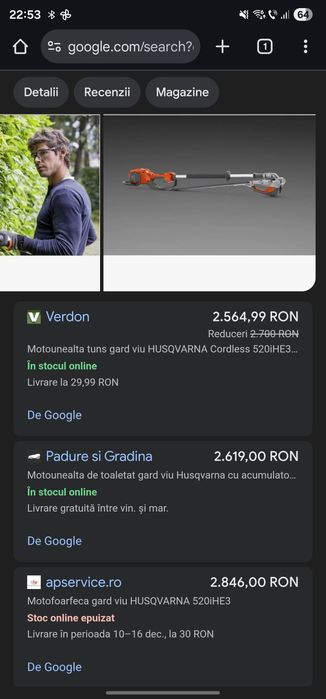Husqvarna 520 iHE3 trimmer gard viu cu acumulator