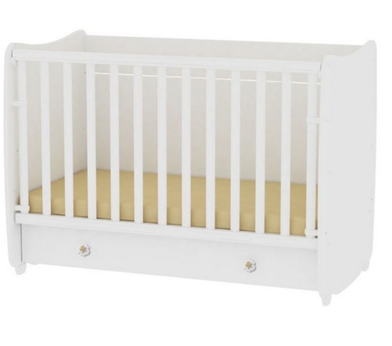 Бебешко легло Lorelly dream 120/60см с люлеещ механизъм, бяло