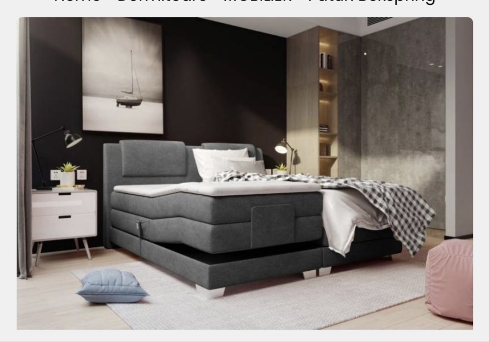 Pat boxspring cu telecomanda