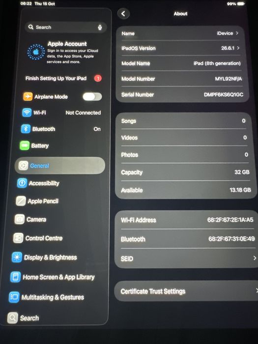 Tableta Apple, iPad Gen 8 a , ca Noua , 98% Battery