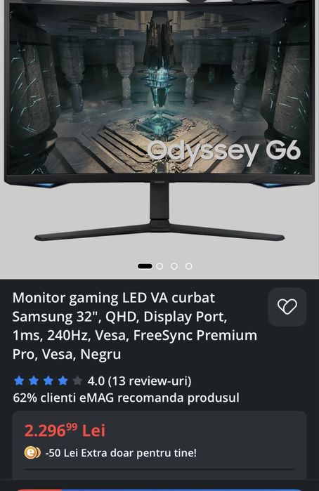 vand monitor odseey g6 QLED de 240 de hz ca nou  fara defecte