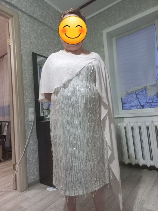 Платье серебристое