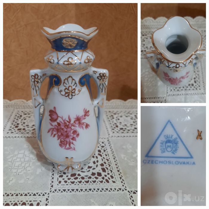 Красивая, миниатюрная, коллекционная вазочка из фарфора, винтаж,  Roya