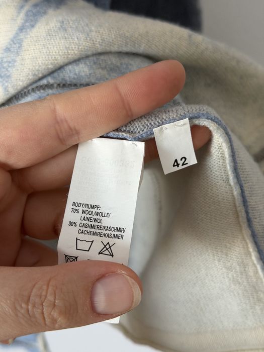 Blazer cardigan damă cașmir si Lana mărimea 42 albastru alb moale